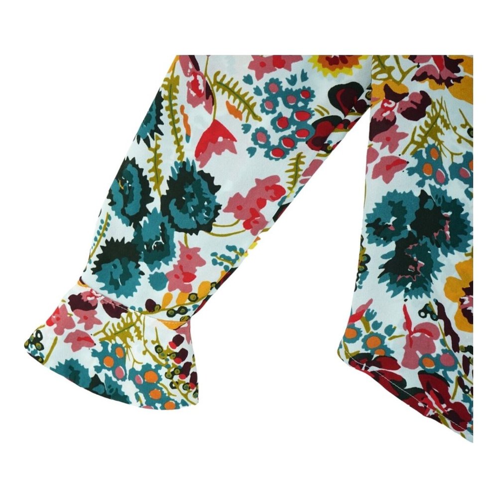 LOFT Women Floral Chiffon Long Sleeve Pullover Blouse Multicolor Size XS Petites - Picture 5 of 7